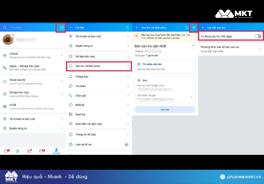Cách bật chế độ sao lưu tự động